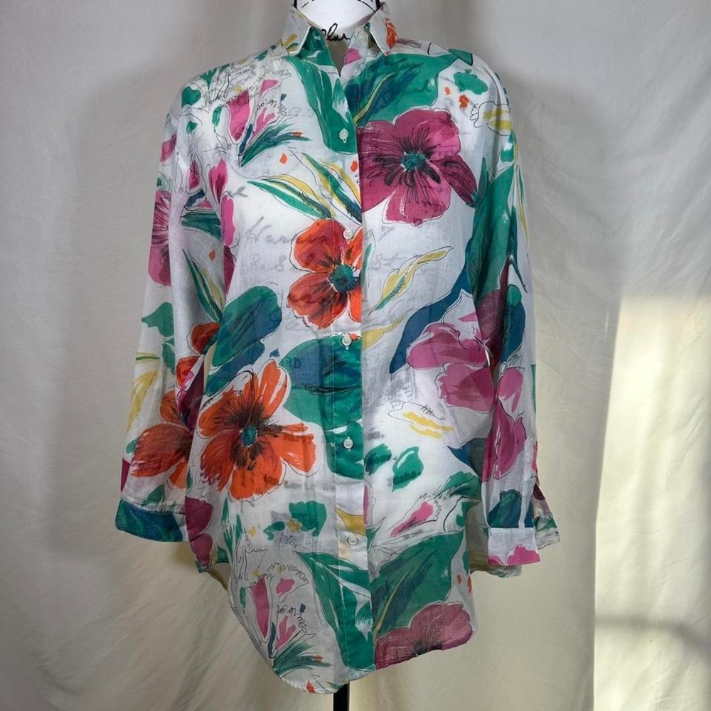 Vintage 80's Lemon Clothing Company Long Sleeve Tunic Women's Small Semi Sheer